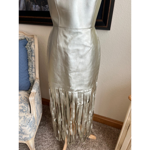 NWOT Alexander McQueen Gold Leather Dress Size 40 - Picture 9 of 10